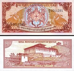 Bhutan 5 Ngultrum 1990 Çil Pick 14b