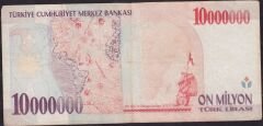 7.Emisyon 10000000 Lira B81 256388 Çok Temiz