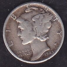 Amerika 1 Dime 1945 Gümüş