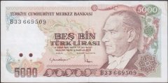 7.Emisyon 2.Tertip 5000 Lira B33 669509 Çok Çok Temiz
