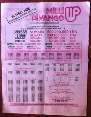 1988 29 ŞUBAT PİYANGO LİSTESİ