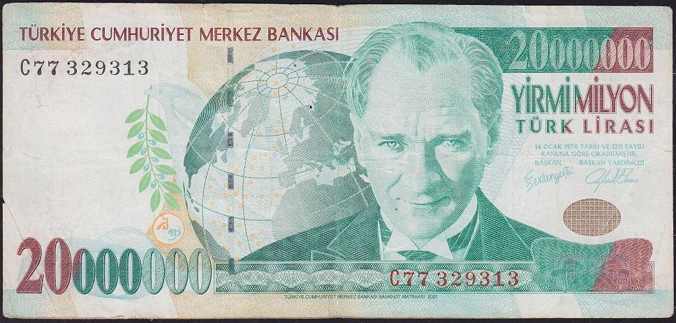 7.Emisyon 20 000 000 Lira C77 329313 Çok Temiz