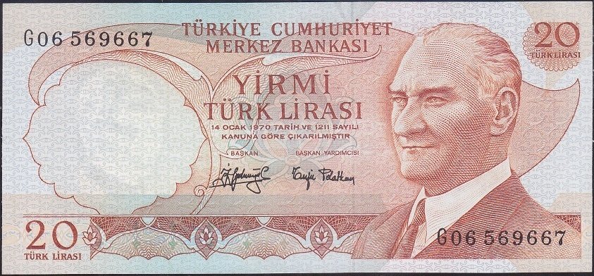 6.Emisyon 3.Tertip 20 Lira G06 569667 Çok Çok Temiz +