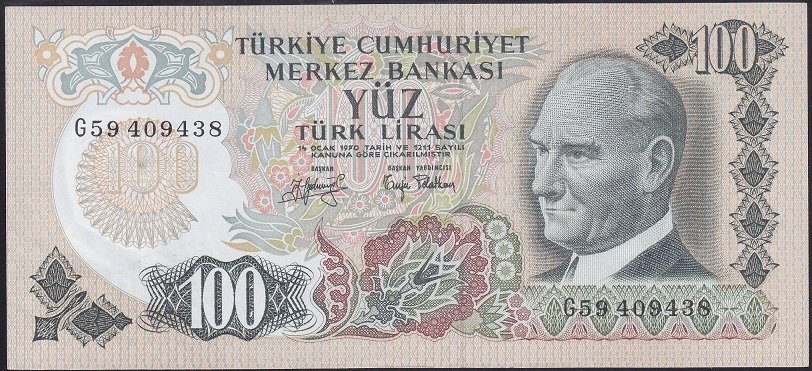 6.EMİSYON 2.TERTİP 100 LİRA G59 409438 ÇİLALTI