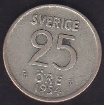 İSVEÇ 25 ÖRE 1954 GÜMÜŞ
