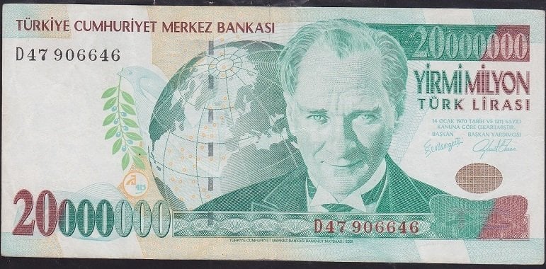 7.EMİSYON 20 000 000 LİRA D47 906646 ÇOK TEMİZ +
