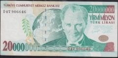 7.EMİSYON 20 000 000 LİRA D47 906646 ÇOK TEMİZ +