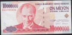 7.Emisyon 10000000 Lira D63 795156 Çok Temiz+