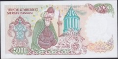 7.Emisyon 2.Tertip 5000 Lira B14 827564 Çilaltı ( Bandrol baskı izi var )
