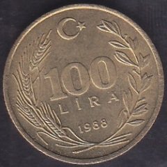1988 YILI 100 LİRA ÇİLALTI ÇİL