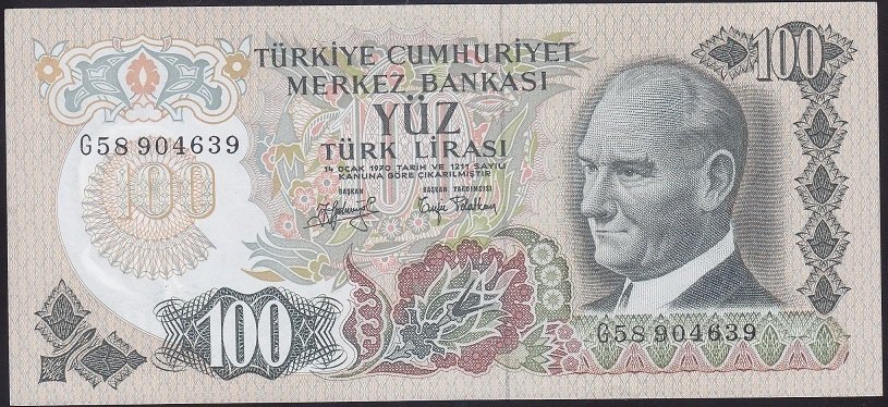 6.EMİSYON 2.TERTİP 100 LİRA G58 904639 ÇÇT ÇİLALTI