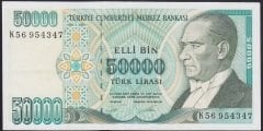 7.EMİSYON 2.TERTİP 50000 LİRA K56 954347 ÇİLALTI