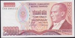 7.Emisyon 1.Tertip 20000 Lira C66 386322 Çilaltı Çil