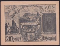 Avusturya 20 Heller Notgeld 1920 Çil