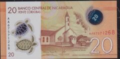 Nikaragua 20 Cordobas 2022 Çil Polimer