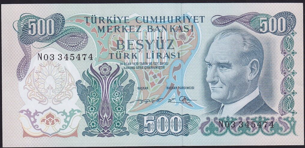 6.Emisyon 2.Tertip 500 Lira N03 345474 Çilaltı Çil