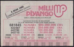 1988 9 OCAK PİYANGO LİSTESİ