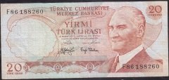 6.Emisyon 3.Tertip 20 Lira F86 188260 Çok Temiz