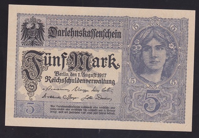 ALMANYA 5 MARK 1917 ÇİLALTI ÇİL - Z SERİSİ
