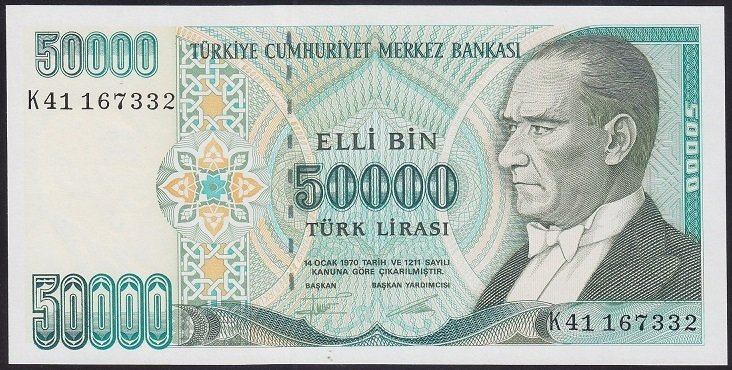 7.EMİSYON 2.TERTİP 50000 LİRA K41 167332 ÇİL