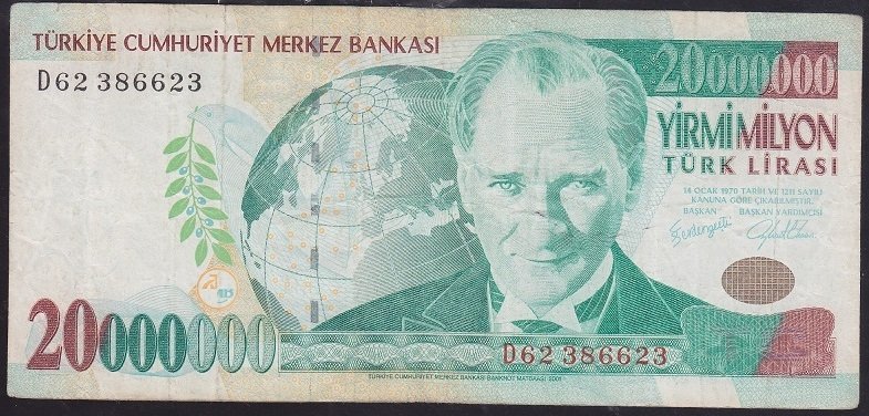 7.EMİSYON 20 000 000 LİRA D62 386623 ÇOK TEMİZ