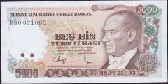 7.Emisyon 4.Tertip 5000 Lira H80 621003 Çilaltı ( Tedavül katı yoktur )