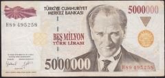7.Emisyon 5 000 000 Lira H89 495258 Çok Temiz