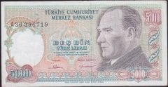 7.Emisyon 1.Tertip 5000 Lira A36 396719 Çok Temiz +