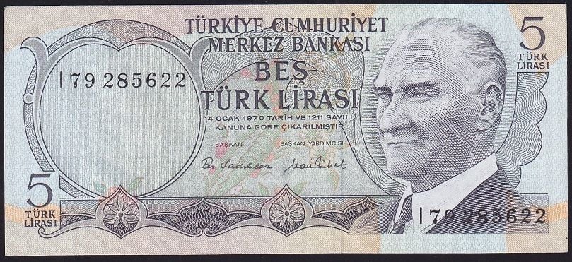 6.Emisyon 2.Tertip 5 Lira I79 285622 Çilaltı Çil
