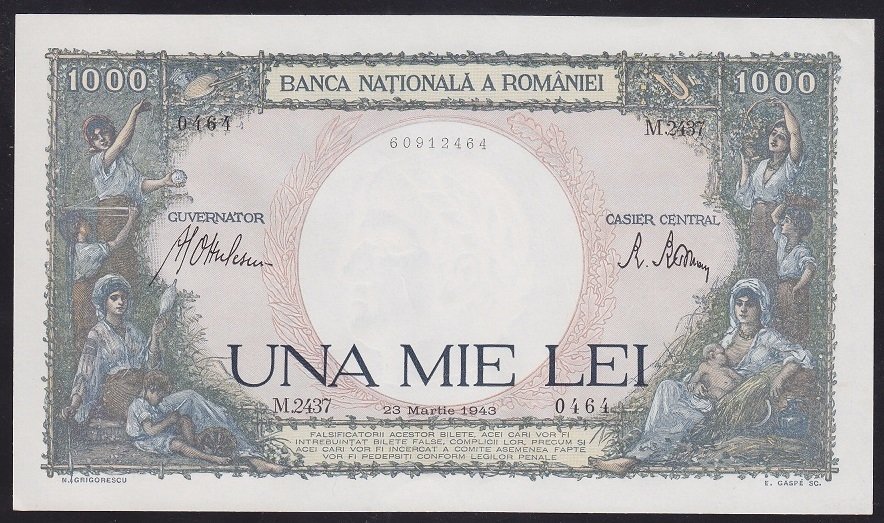 ROMANYA 1000 LEİ 1943 ÇİLALTI ÇİL