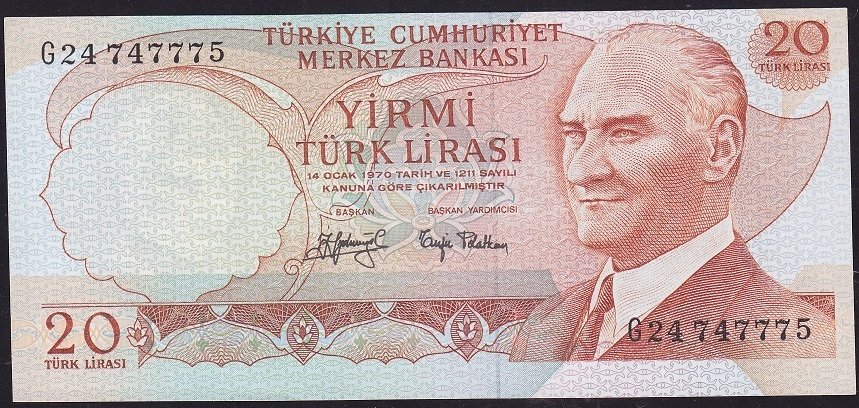 6.Emisyon 3.Tertip 20 Lira G24 747775 Çilaltı Çil