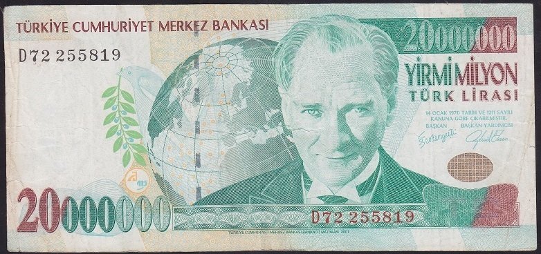 7.EMİSYON 20 000 000 LİRA D72 255819 ÇOK TEMİZ