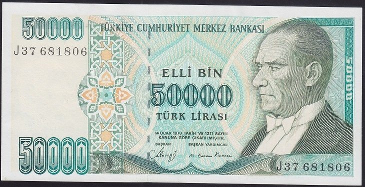 7.EMİSYON 1.TERTİP 50000 LİRA J37 681806 ÇİLALTI