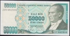 7.EMİSYON 1.TERTİP 50000 LİRA J37 681806 ÇİLALTI
