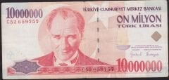 7.Emisyon 10000000 Lira C52 659757 Çok Temiz
