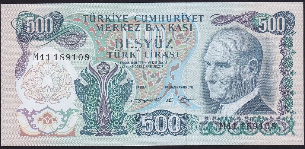6.Emisyon 2.Tertip 500 Lira M41 189108 Çil