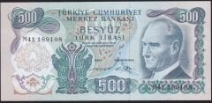 6.Emisyon 2.Tertip 500 Lira M41 189108 Çil