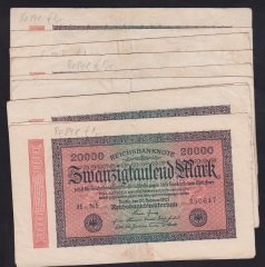 ALMANYA 20000 MARK 1923 ORTALAMA ÇOK TEMİZ - 10 ADET eski para