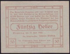 Avusturya 50 Heller Notgeld 1920 Çil