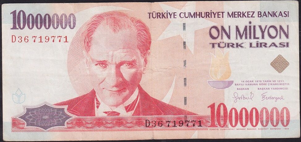 7.Emisyon 10000000 Lira D36 719771 Çok Temiz