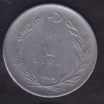 1959 Yılı 1 Lira Düz