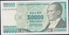 7.Emisyon 2.Tertip 50000 Lira L86 629695 Çok Çok Temiz