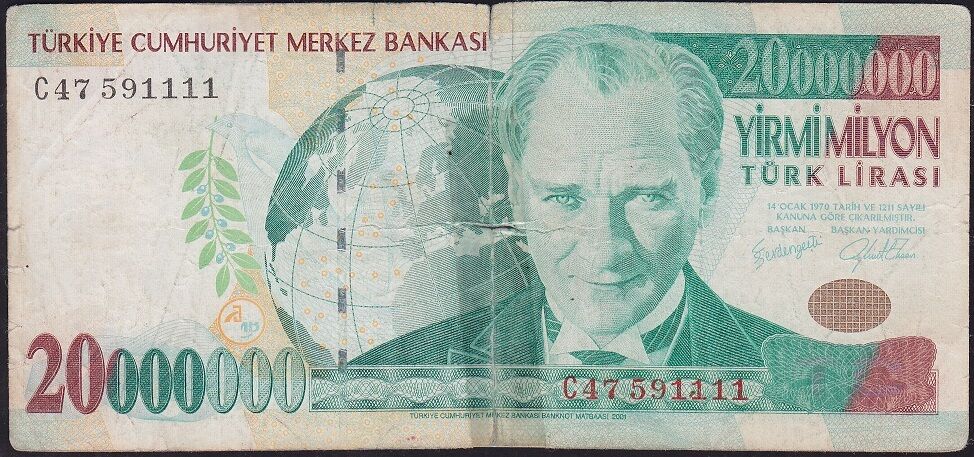 7.Emisyon 20 000 000 Lira C47 591111 Haliyle