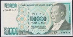 7.EMİSYON 1.TERTİP 50000 LİRA J30 658451 ÇİL