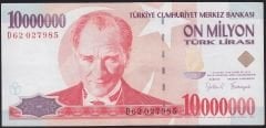 7.Emisyon 10 000 000 Lira D62 027985 Çok Temiz+
