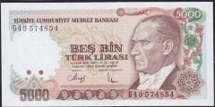 7.Emisyon 4.Tertip 5000 Lira G40 574854 Çil
