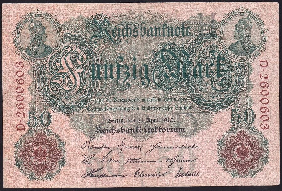 Almanya 50 Mark 1910 Çok Temiz