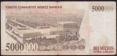 7.Emisyon 5 000 000 Lira H86 438505 Çok Temiz
