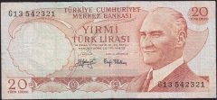 6.Emisyon 3.Tertip 20 Lira G13 542321 Temiz