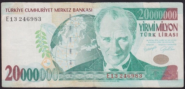 7.EMİSYON 20 000 000 LİRA E13 246983 ÇOK TEMİZ +